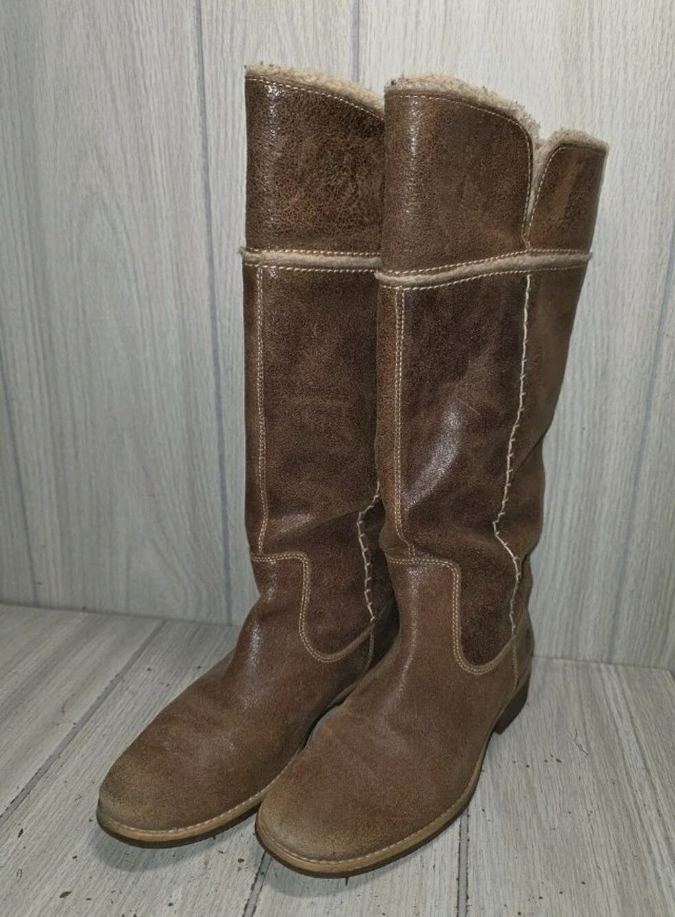 Timberland Brown Leather Knee Boots Earthkeepers 25669M Size 5.5 Winter Boho